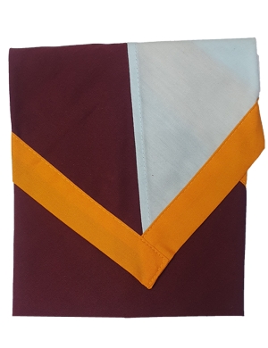 Adults Single Bordered Scout Scarf - Maroon/Sky with Orange Trim
